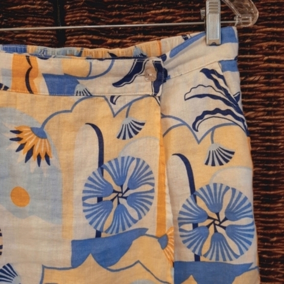 Nicole Miller New York Skirt Women's Large Blue 100% Linen Resort Wear Wrap Midi - Picture 4 of 11